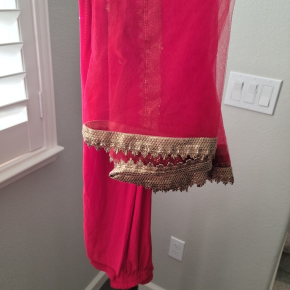 Red Anarkali - 3 piece outfit - Picture 3 of 3
